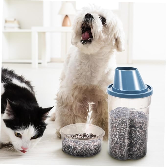 2Pcs Airtight Pet Food Storage Containers Clear Dog Food Bin with Tilted Spout No Spill Design for Cats and Dogs