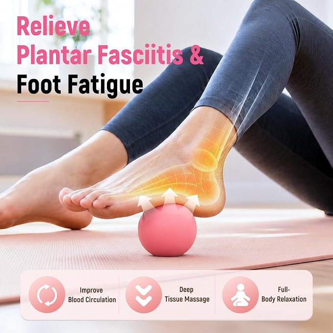 Massage Ball Lacrosse Ball for Myofascial Release, Massage Deep Tissue for Back, Neck, Foot Trigger Point Therapy, Full Body Muscle Knots, Relieving Muscle Pain (Pink)