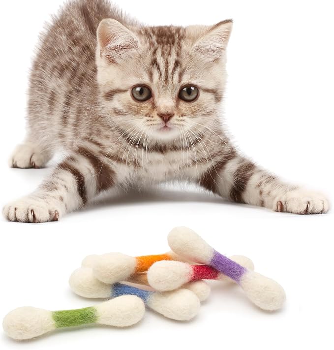 Glaciart One MINI Swabs Cat Toys with Catnip - 6 Pk | Durable for Chew, Cute Cat Toys Interactive Kitty for Boredom, Exercise, & Play | Filled w/Organic Catnip for Anxiety & as Digestive Aid