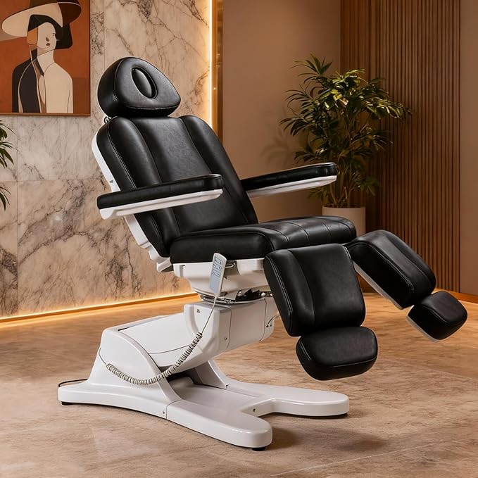 TATARTIST Electric Facial Bed for Esthetician Adjustable Electric Spa Chair Portable Massage Table Dental Podiatry Tattoo Salon Spa Treatment Table All Purpose Aesthetic Chair with 3 Motors (Black)