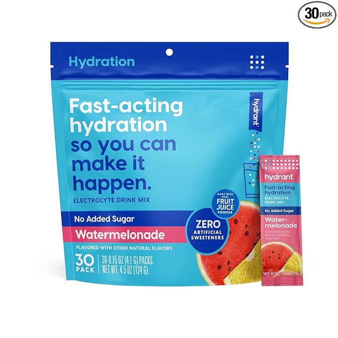 Hydrant - Hydration Powder, Watermelonade Flavor, 30 Individual Sugar-Free Instant Electrolyte Rehydration Packets - Zero Sugar Drink Mix for Daily Use, Travel & Workouts