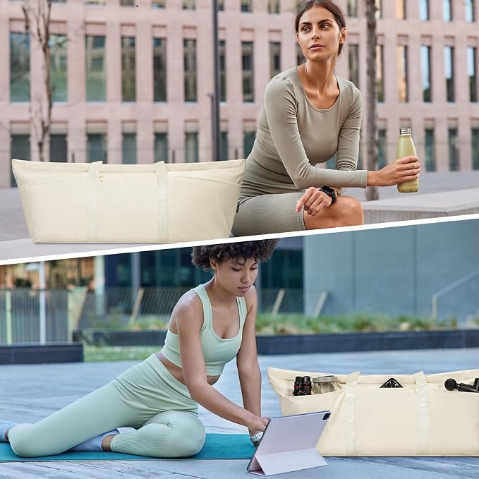 sportsnew Large Yoga Mat Bag with Shoes Compartment and Wet Pocket Ladies Pilates Gym Tote Bag with Yoga Mat Holder Strap for Women Men Workout Carrier Stuff Accessories