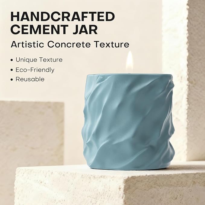 Scented Candles for Home, Natural Soy Wax Candles, Cement Jar Luxury Aromatherapy Candles for Stress Relief, Highly Scented Housewarming Gifts for Women and Men (Ocean)
