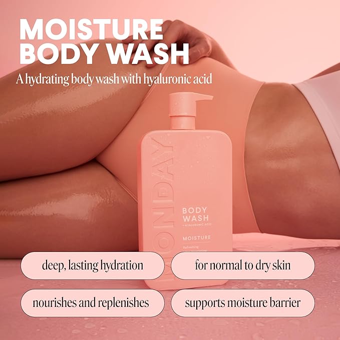 MONDAY HAIRCARE MOISTURE Body Wash with Hyaluronic Acid, Shea Butter, Coconut Oil & Grapefruit Extract for Normal to Dry Skin 900 mL (Dual Pack)