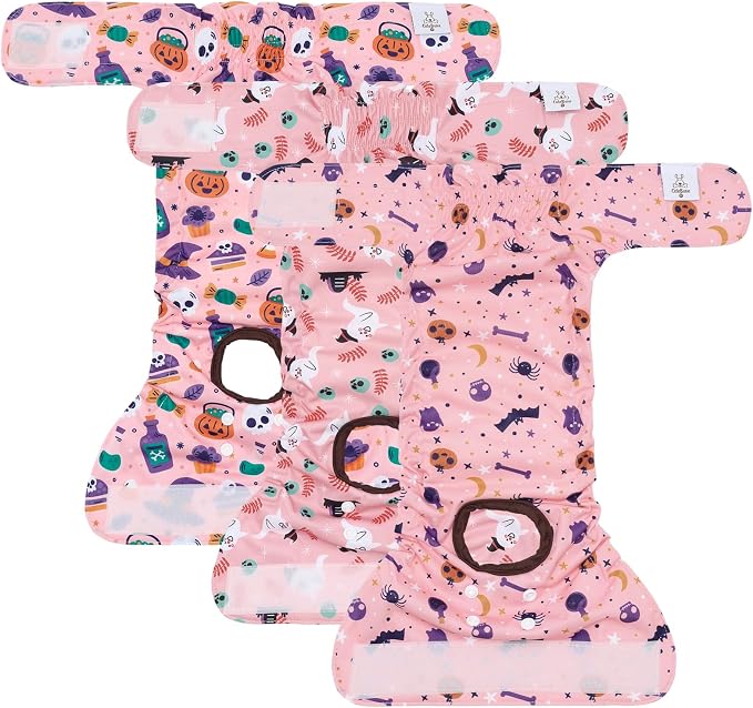 CuteBone Dog Diapers Female Washable Small Medium Large 3 Pack Reusable Doggie Diapers Puppy Period Pants for Doggy Heat Cycle Peeing