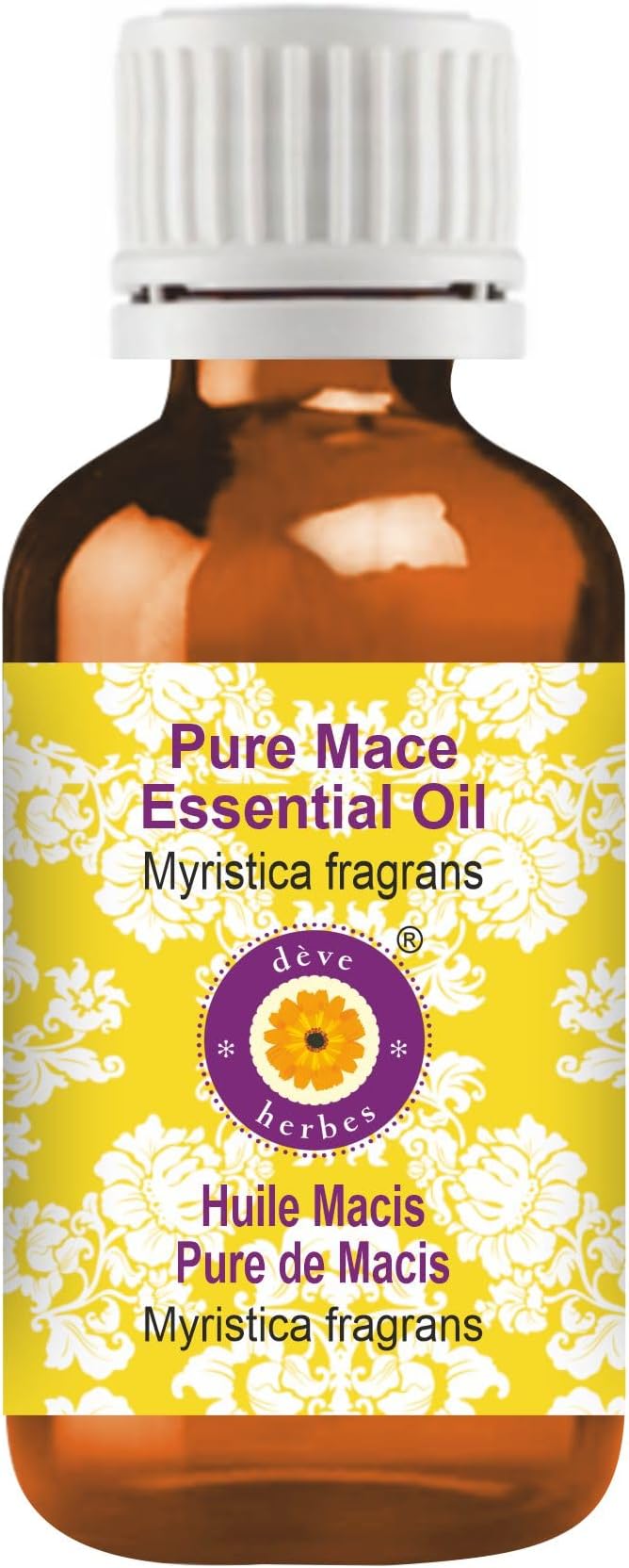 Deve Herbes Pure Mace Essential Oil (Myristica fragrans) Steam Distilled 5ml (0.16 oz)