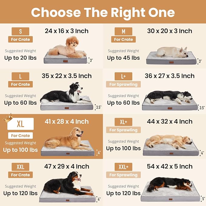 OhGeni Orthopedic Waterproof Large Dog Bed, Memory Foam, 41 inch(Green) | Machine-Washable Removable Cover in Easy-Clean Fabric, Reversible Memory Foam & Easy-Carry Handle, Suitable for Crate