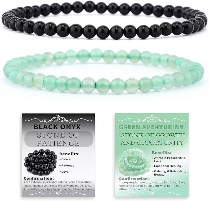 NCB 2.3-Piece 4mm Natural Crystal Gemstone Stretch Bracelets – Handmade Reiki Energy Healing Jewelry for Meditation,Yoga, Unisex