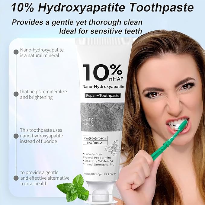 Nano-Hydroxyapatite Toothpaste, New Upgraded Formula, Strengthens Enamel,Fluoride-Free Toothpaste, Gentle on Sensitive Teeth 4.23oz 1pcs
