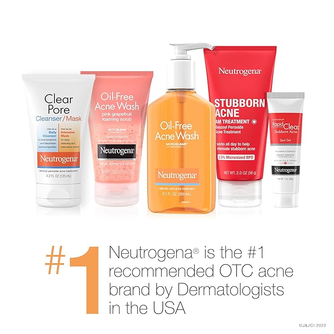 Neutrogena Facial Cleansing Bar for Acne-Prone Skin,Gentle Non-Medicated Daily Cleanser,Non-Comedogenic Transparent Soap with Glycerin,No Dyes or Detergents,3.5 oz,(Pack of 3)