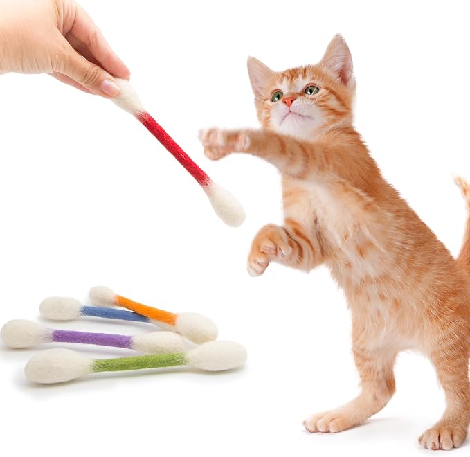 Glaciart One Swabs Cat Toys with Catnip - 12 Pk | Durable for Chew, Cute Cat Toys Interactive Kitty for Boredom, Exercise, & Play | Filled w/Organic Catnip for Anxiety & as Digestive Aid | Gift Idea