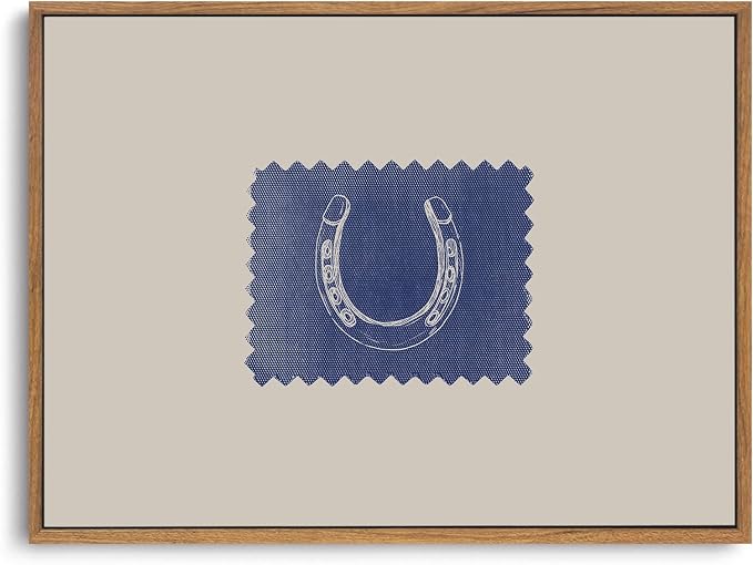 ZZLWBKGL Horseshoe Decor Western Wall Art Vintage Framed Wall Art 12x16in | Cowboy Picture Retro Lucky Artwork for Living Room Bedroom