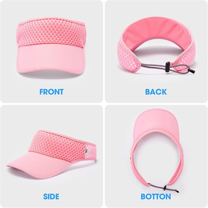 LONGLONG Sports Sun Visor Hat with Non-Slip Toggle Breathable for Women Men | Adjustable Quick Dry Moisture-Wicking Soft Lightweight Mesh Sun Protection Cap Golf Tennis Pickleball Running Garden Hiking