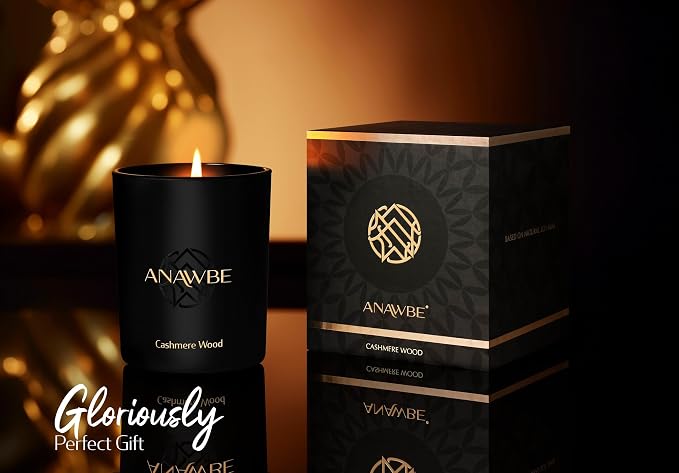 Cashmere Wood Scented Candle - Classy Soy Candle for Men and Women, Black, Luxury Gift Box, 45-Hour Burn Time