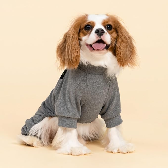 Fitwarm 2 Pack Lightweight Fleece Dog Pajamas, Warm Winter Clothes for Small Dogs Boy Girl, Cozy Pet Onesie with Feet, Dark Gray, Light Gray, Large