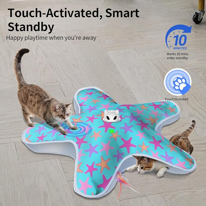 Interactive Cat Toys for Indoor Cats with Moving Concealed Feathers