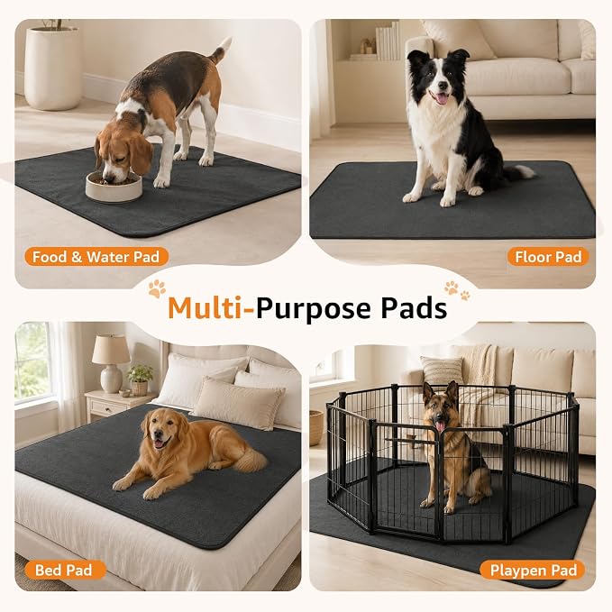LOOBANI Washable Pee Pads for Dogs, 2 Pack Fast Absorbent Dog Mats,72"x72" | Leak-Proof and Non-Slip Dog Pee Pads Washable, Machine Washable, Extra Large Whelping Pads for Crate, Playpen, Housebreaking