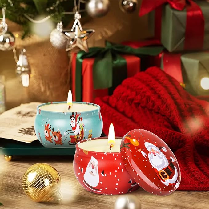 Christmas Candle Set, 8 Pack Christmas Scented Candles Gift Set, Bulk Stocking Stuffers for Coworkers Adults Women, Small Aromatherapy Candles Gift Baskets for Birthday Decoration Holiday