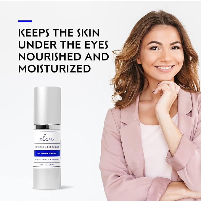 Elon Advanced Eye Cream for Hydrated & Firm Skin – Under Eye Cream w/ CoQ10, Peptides, Hyaluronic Acid Serum & MSM - Anti Aging Cream for Fine Lines & Wrinkles (1oz/30ml)