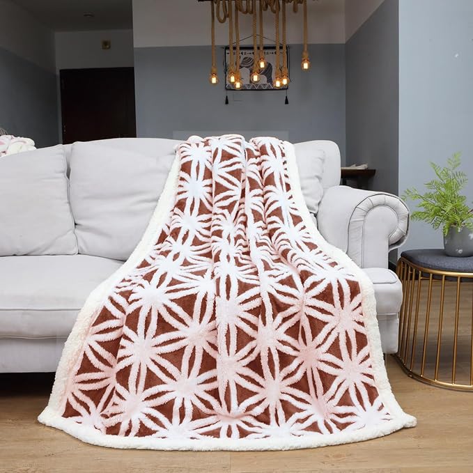 LOMAO Sherpa Fleece Blanket Gifts for Mom Dad Cozy Soft Throw Blanket for Women Men Birthday Gifts Dual Sided Couch Sofa Bed Blanket (Brown, 60''x80'')