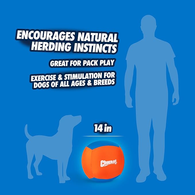 Chuckit! Big Air Fetch Ball Dog Toy, Herding Instincts, 14-in