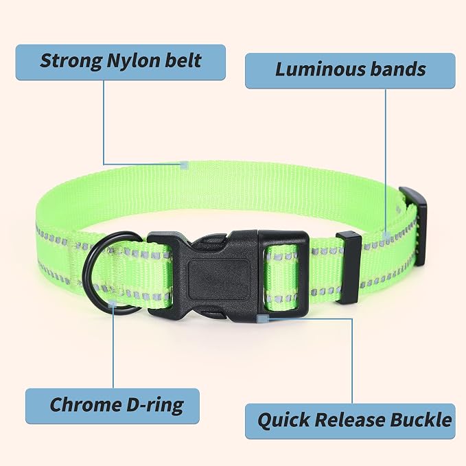 Mile High Life Reflective Dog Collar, Adjustable Lightweight Quick Release