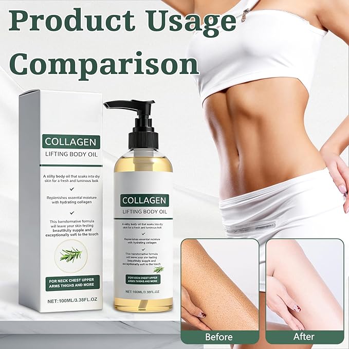 2PCS Hydrating Collagen Oil for Body & After Shower,Anti Aging Moisturizing Body Oil,Lightweight Non-Greasy for Women & Men