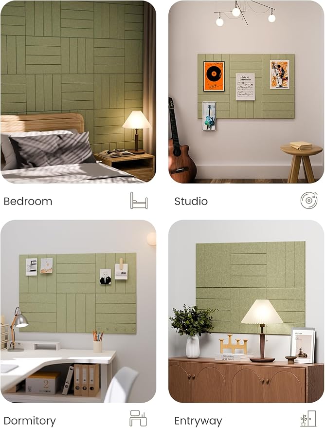 Fluxynara 36" x 24" Large Felt Bulletin Board, Olive Green | 6 Pack Cork Board Alternative with 30 Safe Adhesive Tabs, Felt Pin Boards for Wall Decor, Home, Office, Classroom, Dorm