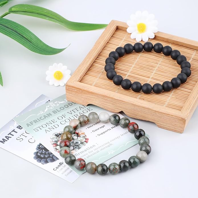 NCB 2.3-Piece 4mm Natural Crystal Gemstone Stretch Bracelets – Handmade Reiki Energy Healing Jewelry for Meditation,Yoga, Unisex
