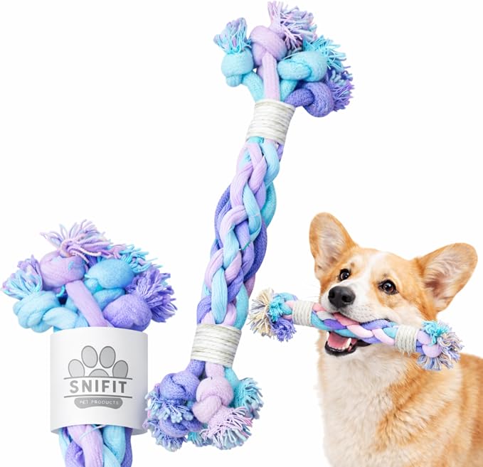Dog Rope Toy – Eco-Friendly Durable Cotton Dog Chew Toy for Aggressive Chewers & Puppies – Interactive Molar Teeth Cleaning, Perfect for Small & Medium Dogs (10in), Safe, Non-Toxic, Fun Play