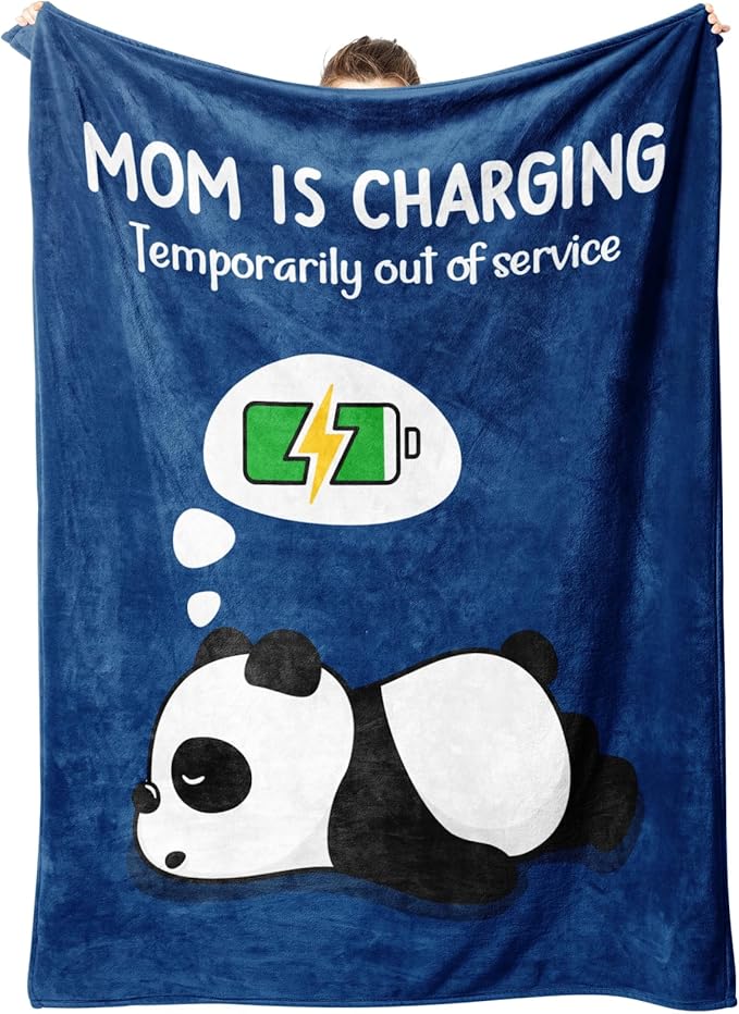 Craftique Mom Birthday Gifts, Funny Gifts for Mom- Mom's Charging Blanket | Mom Gifts for Women from Daughter Son Husband, Super Soft Blanket Throw for Napping Travel, 60”×50”