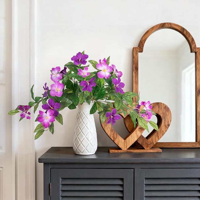 INXUGAO Artificial Hanging Faux Flowers for Outdoors Planters 2PCS Fake Flowers Silk Hibiscus Flowers for Outside Outdoor Faux Hanging Plants UV Resistant Spring Home Front Porch Decoration