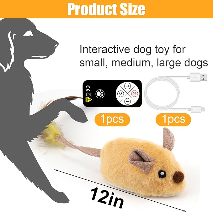 Interactive Dog Toys, Fake Mouse Moving Dog Toy with Automatic Sensor
