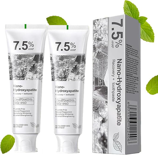 Hydroxyapatite Toothpaste, 7.5% Nano Deep Cleaning Toothpaste for Advanced Enamel Protection, Sensitive Relief Fluoride Free Effective Toothpastes, with Fresh Mint (4.2 Fl Oz (Pack of 2))