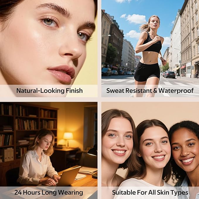 KIMUSE Color Changing Foundation, 4 In 1 Smart Shade Skin Tone Foundation Makeup, Waterproof & Long Wear with Glycerin & Sodium Hyaluronate Tinted Moisturizer Face Makeup For All Skin Tones