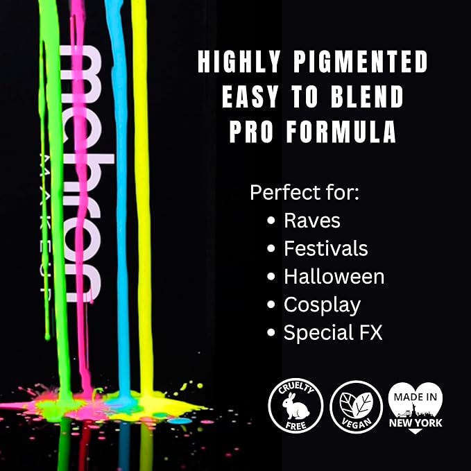 Mehron Paradise FX UV Neon Glow – Neon UV Dark Matter 1.4 oz | Water Activated Black Light UV Paint for Raves, Costumes, SFX, Halloween, Stage, Theater & Cosplay