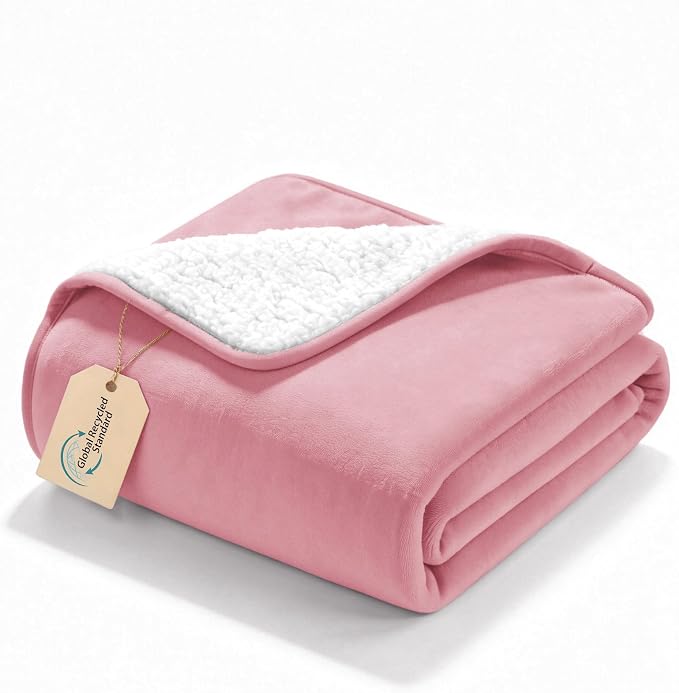 gogobunny Waterproof Bed Blanket, Reversible Sherpa Fleece Throw Blanket for Dog Puppy Cat, Furniture Cover Protects Bed Couch Sofa from Liquid Pee and Pet Fur (Pink, 25x35 inches)