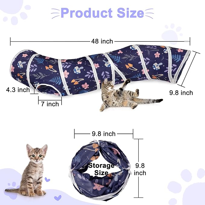 Glittme S-Shape Cat Tunnel, Foldable Cat Tunnels for Indoor Cats