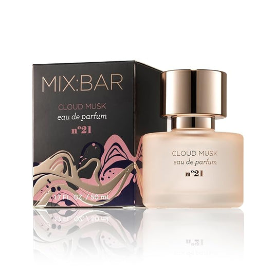 MIX:BAR Cloud Musk Perfume for Women + Men - Musk, Jasmine, Tonka Beans, Cardamom, Iris, Cotton, Peony, Choco Fragrance Notes - Scented Eau de Parfum Spray Cologne - Musk Oil Hair Mist Perfume - 1.7oz