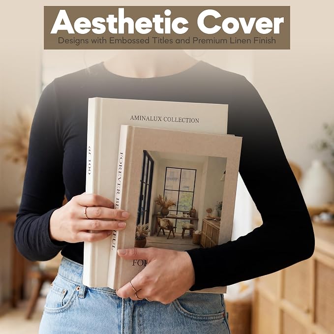 Decorative Books for Home Decor with Storage – Set of 2 Faux Linen Book Boxes with Aesthetic Covers – Enhance Your Coffee Table, Bookshelf Decor – Hidden Storage for Photos, Keepsakes, and Jewelry