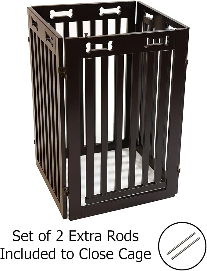Arf Pets Freestanding Dog Gate with Door, 4 Panel 360 configurable Wooden Fence, 80" Wide, 31.5" High, Set of Foot Supporters Included, for Indoor Use