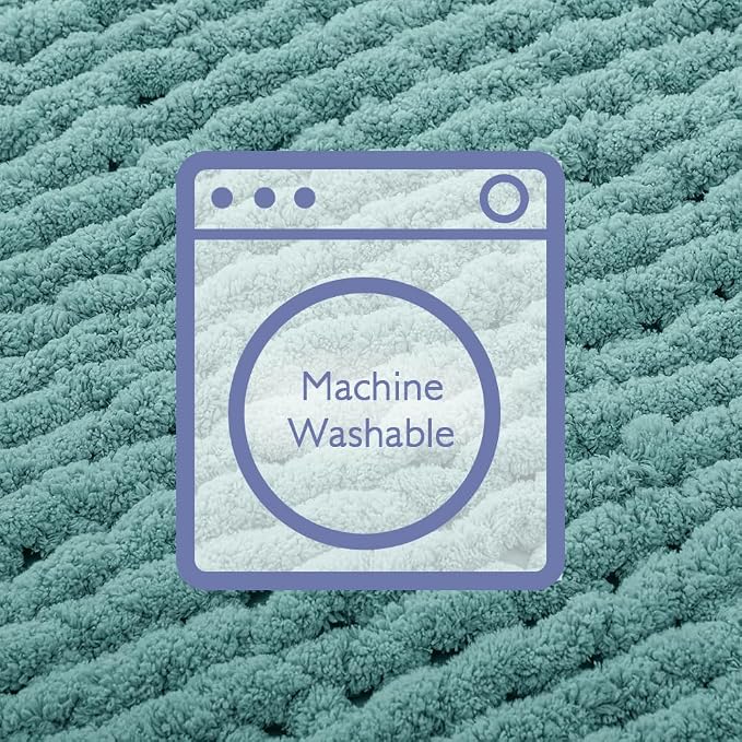 Bigacogo Chunky Knit Throw Blanket for Couch, 40x80 inches, Light Teal | Hand Knit with Jumbo Chenille, Soft Breathable Cable Knit for Sofa Bed Living Room, Machine Washable, Gift for Mom Friend