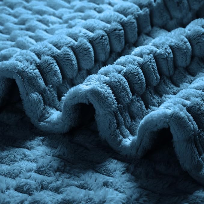 Excervent Hexagon Jacquard Throw Blanket for Bed, 50x70 Inches, Navy Blue | Decorative Fuzzy Flannel Fleece Throw Blanket for Sofa Bed Couch, Super Soft Cozy, Suitable for All Seasons