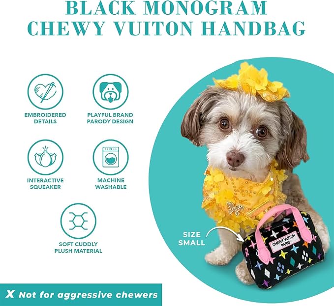 Haute Diggity Dog Chewy Vuiton Handbag Plush Dog Toy, Designer Parody Toy