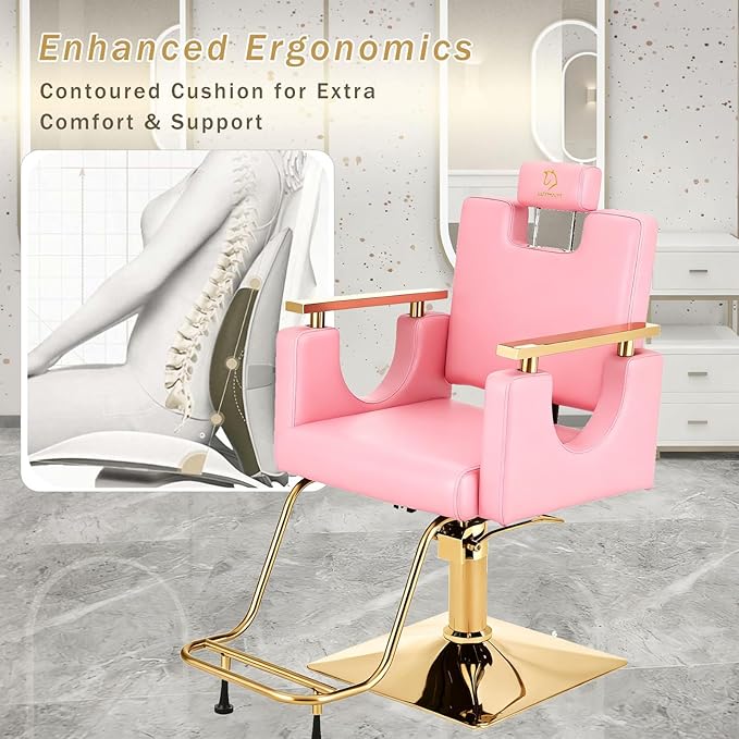 Heavy Duty Barber Chair, 360° Swivel Reclining Salon Chair for Hair Stylist, Height Adjustable Hydraulic Hairdressing Chair with Footrest for Barber Shop, Beauty Salon, Hairdressers