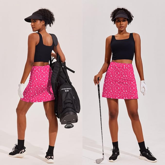 Ekouaer 16" Skorts for Women with Pockets Golf Pickleball Tennis Skirt | Silicone Grippers,2 Inner Pockets,Wide Waist,Side Slit Hem,Breathable,Soft,Lightweight