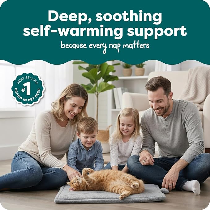 Furhaven ThermaNAP Self Warming Cat Mat, Dog Bed for Crates with Self-Warming Technology for Cozy Rest, Fully Machine Washable, Small, Plush Faux Fur, Gray Small - 22" L x 17" W (Pack of 8)