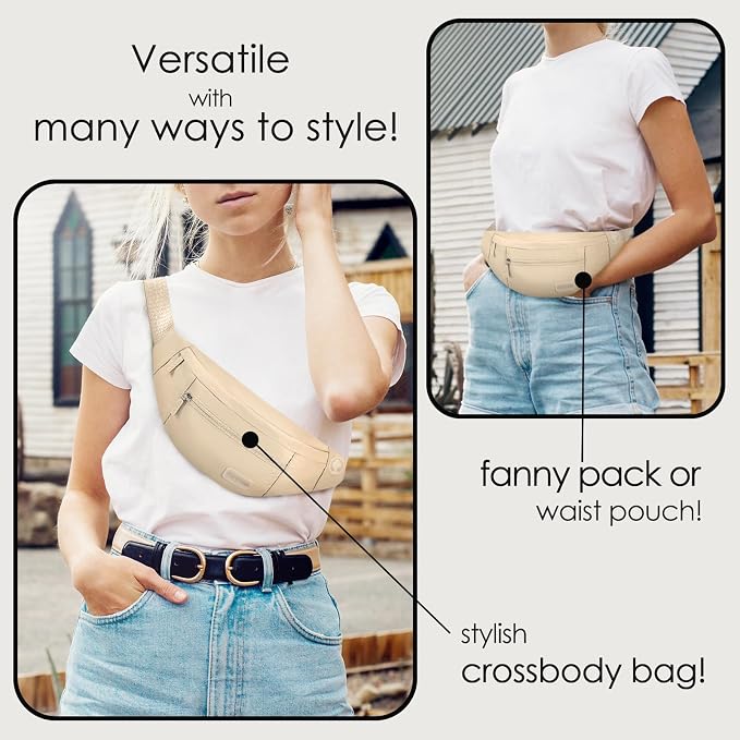 MAXTOP Large Crossbody Fanny Pack with 4-Zipper Pockets,Gifts for Enjoy Sports Festival Workout Traveling Running Casual Hands-Free Wallets Waist Pack Phone Bag Carrying All Phones