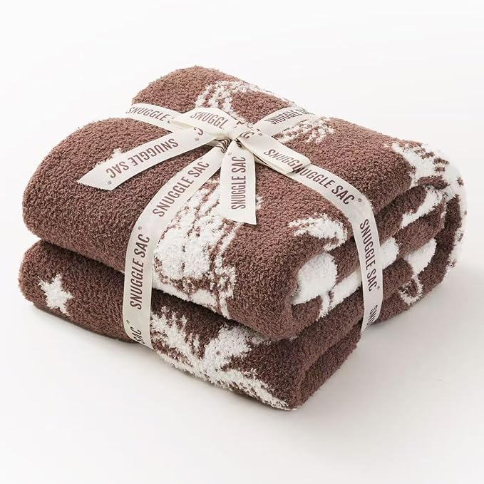 Snuggle Sac Ultra Soft Western Blanket Twin Size - Oversized Reversible Brown Cowgirl Bedding Blanket, Western Pattern Throw Blankets for Bed, Sofa, Couch, 60x80 inches