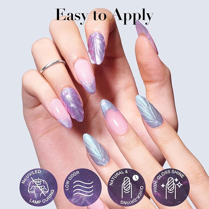 AZUREBEAUTY Holographic Nail Polish Set, 4 Chameleon Colors Purple Pink for DIY Nail Art, Glossy Finish, Ideal Gift for Women